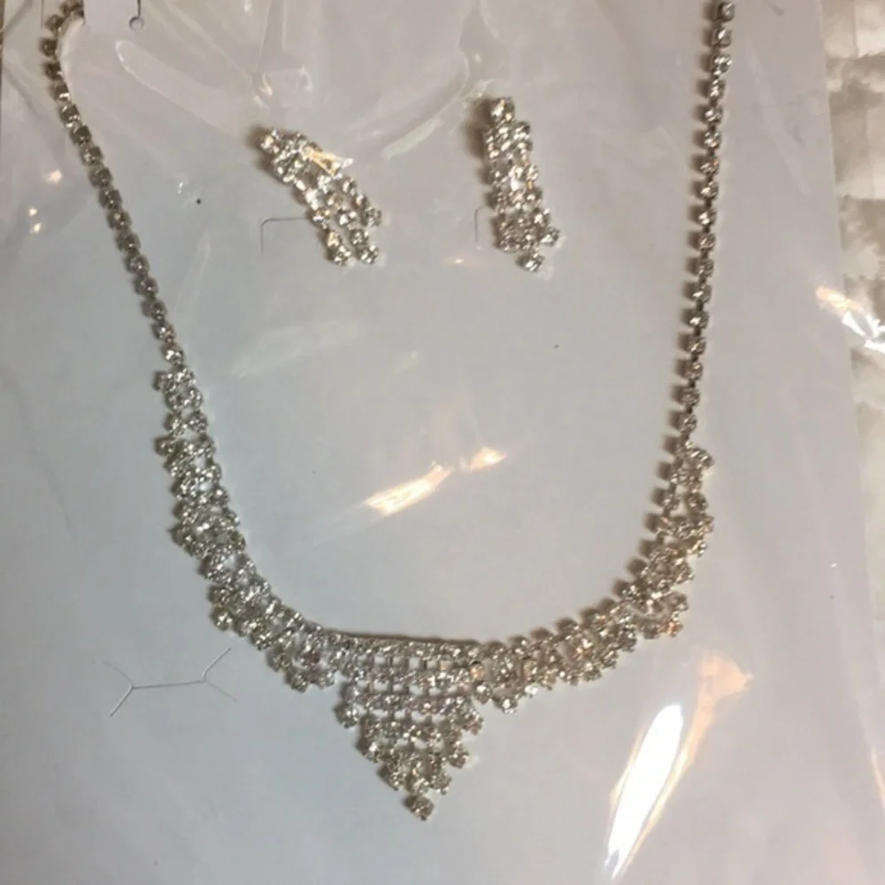 Rhinestone Necklace collar & Earrings Set crystal - Picture 6 of 16